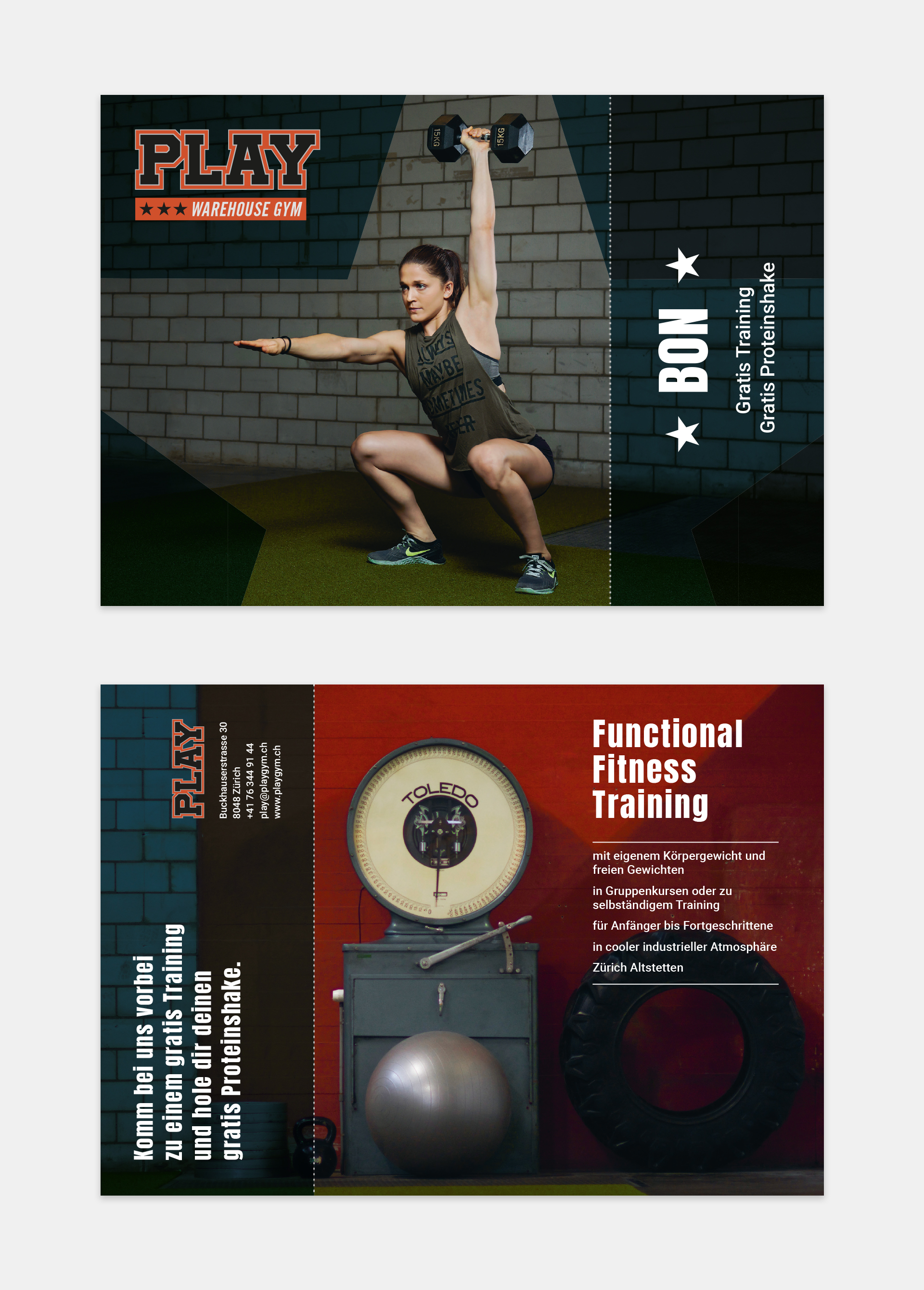 Konzeption Flyer Play Warehouse Gym - Stefanie Glauser - Flyer Play Warehouse Gym